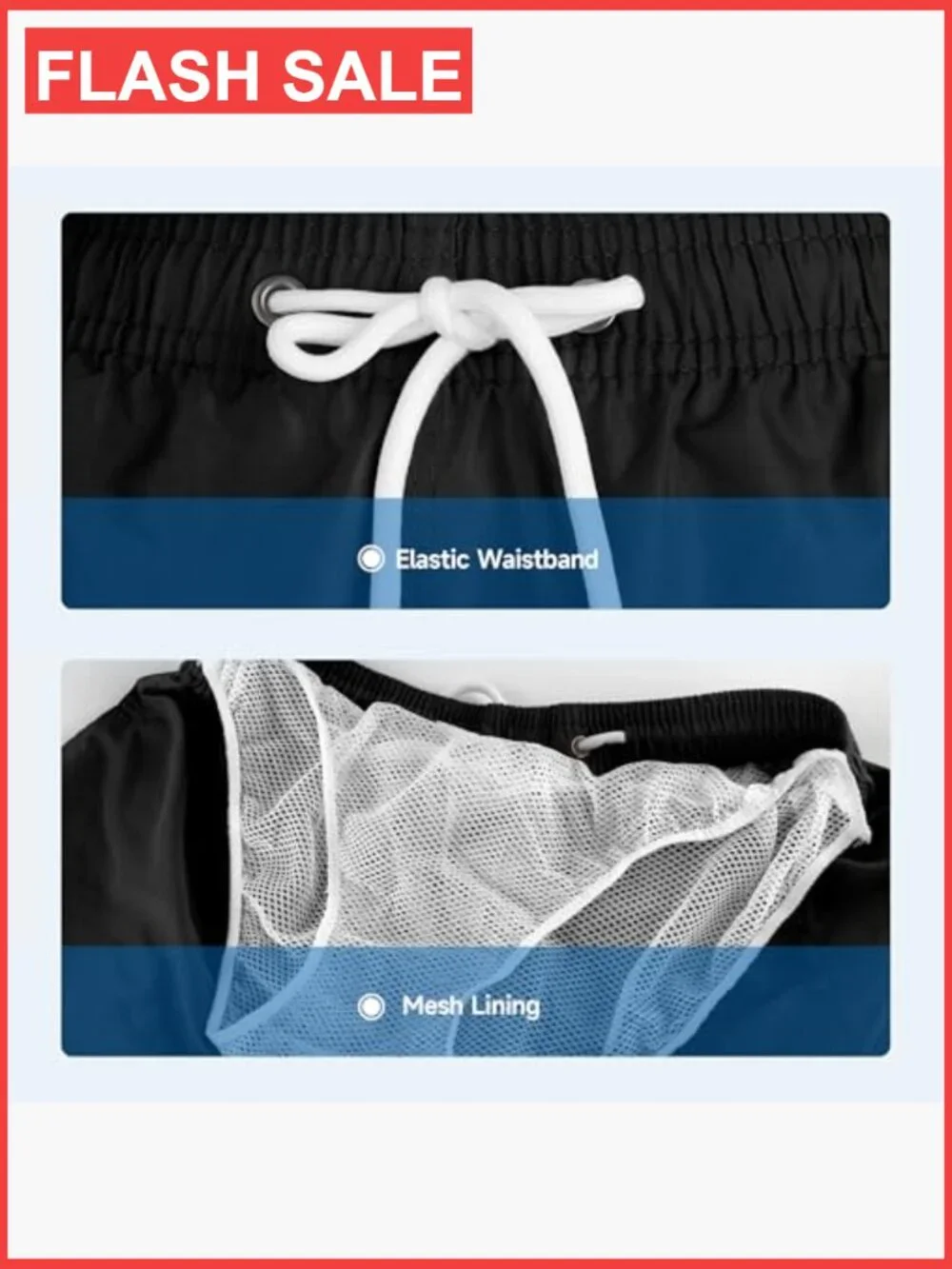 Mens Quick Dry 7 Inch Swim Trunks with Mesh Lining